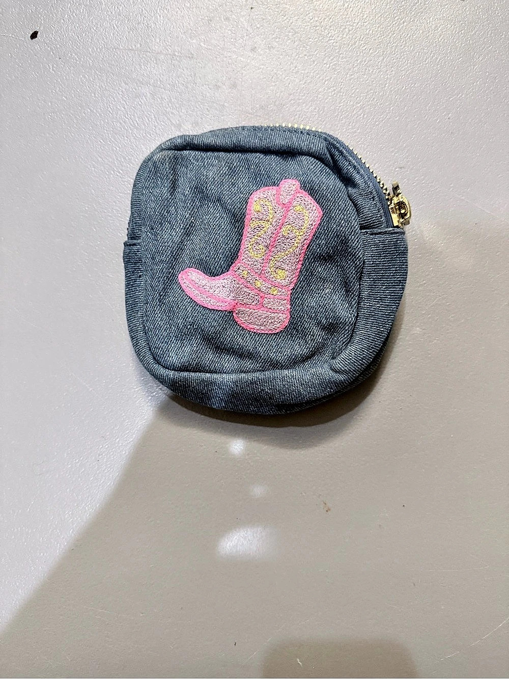 Stoney Clover Lane Denim Cowboy Boot Embroidered Micro Pouch